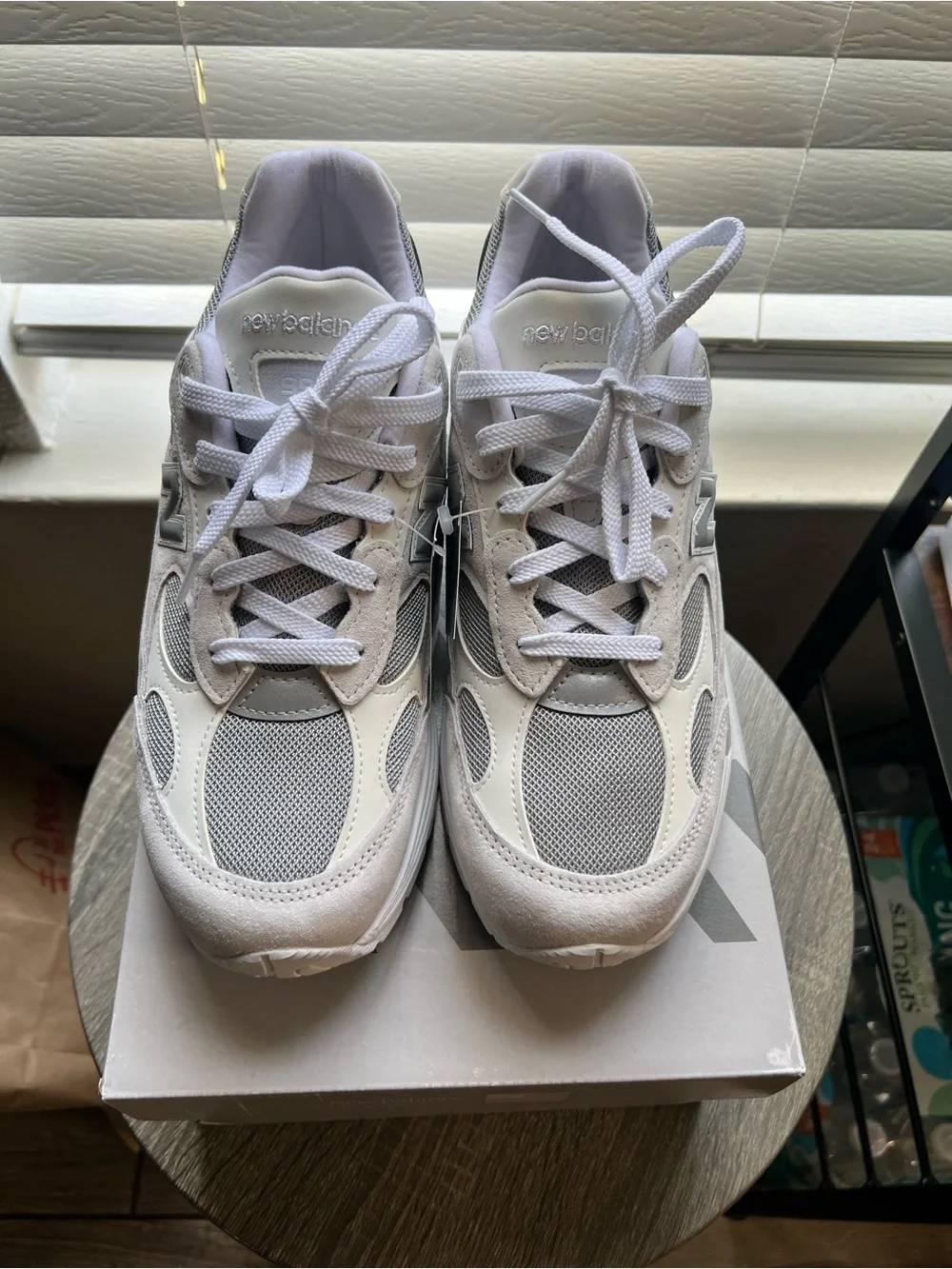 New Balance Men’s White and Light Gray Athletic Sneakers